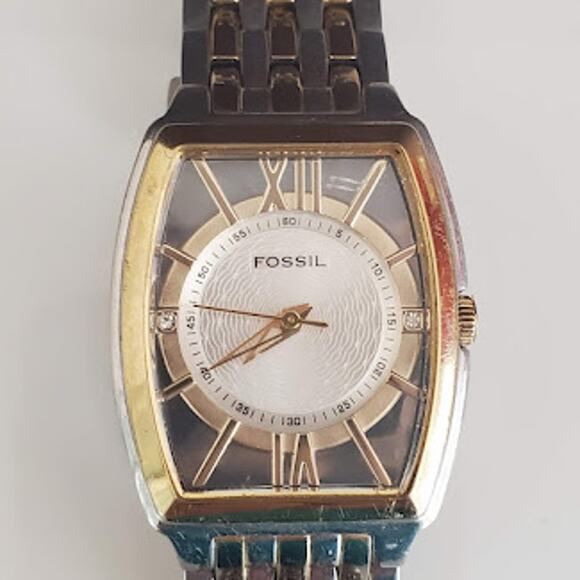 Fossil Stainless‎ Steel Unisex Watch ES1414 Two-Toned with Fresh Battery - Picture 1 of 9